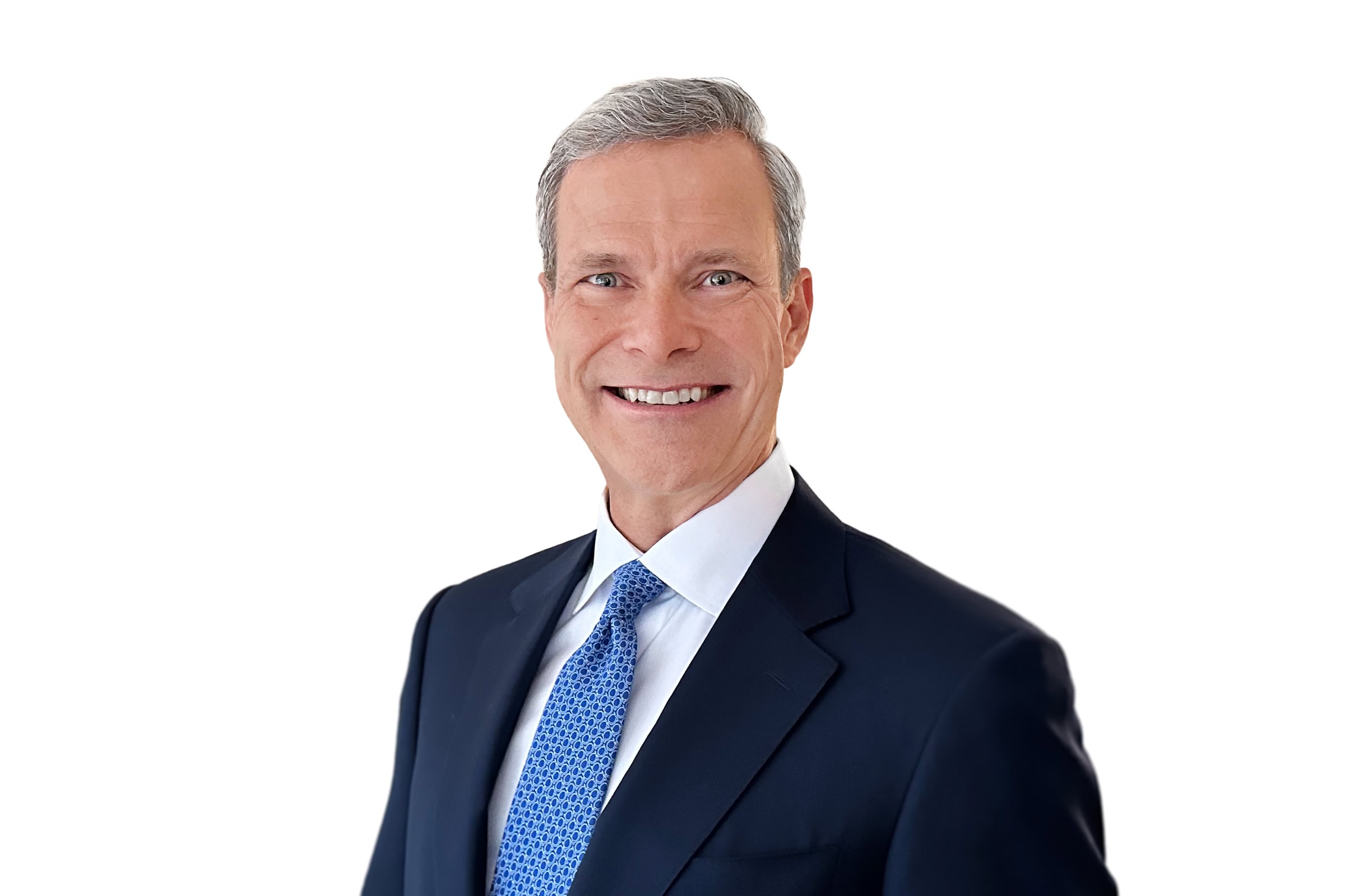 Professional portrait of Larry Sisson, NAHMA housing expert in a navy suit and blue tie.